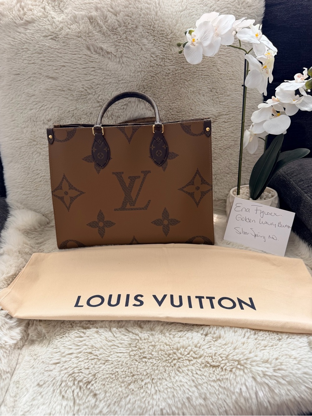 Louis Vuitton Brown Monogram Onthego Tote with Dark Trim